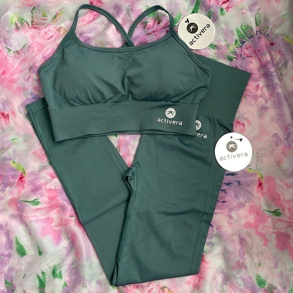 Brand New Activera High Waist Tummy Control Leggings & Padded Sports Bra Set - Picture 2 of 7